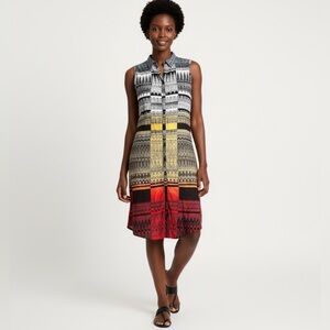 Dorry Color-block Sleeveless Boho Button Front Dress Size Small Colorful Bold